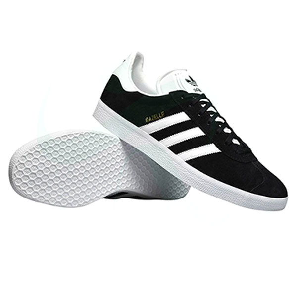 adidas gazelle black white gold