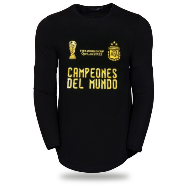 Argentina WorldCup Champions T-shirt Long Sleeves Black