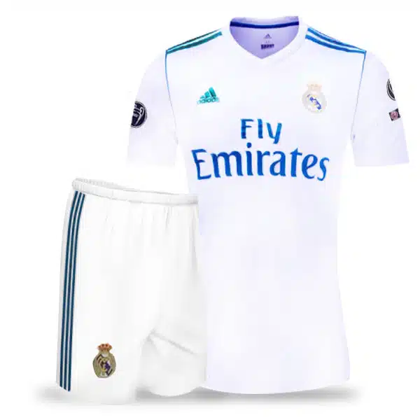 RealMadrid Classic Home Kit 2017 With Short (1) خرید پیراهن و شورت کلاسیک رئال مادرید 2017