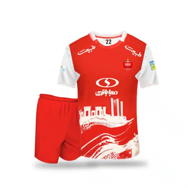 Persepolis Home Kids Kit 2024 With Short پیراهن و شورت بچه گانه پرسپولیس