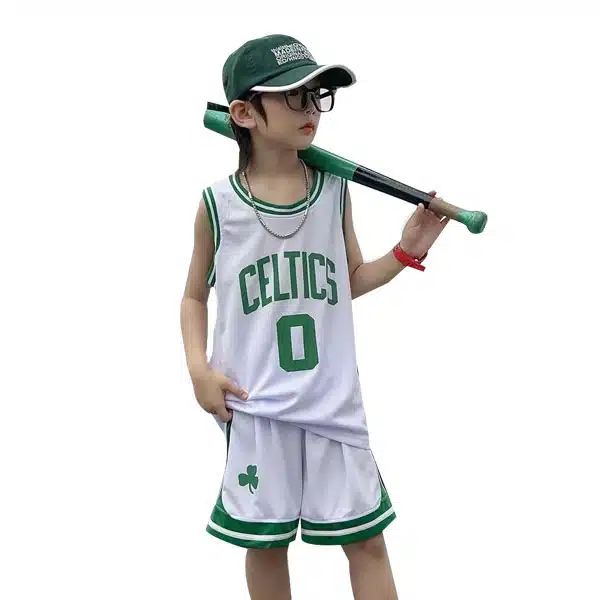 Celtic Basketball Kids Kit 2024 White خرید لباس بچه گانه سلتیک بسکتبال