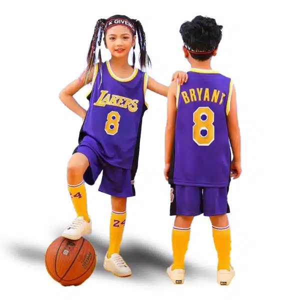 Lakers Basketball Kids Kit 2024 Purple 2 خرید لباس بچه گانه لیکر بنفش بچه گانه
