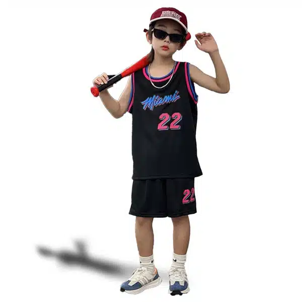 Miami Basketball Kids Kit 2024 Black خرید لباس و شورت بچه گانه میامی 2024