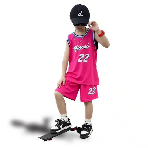 Miami Basketball Kids Kit 2024 Pink خرید لباس و شورت بسکتبال میامی
