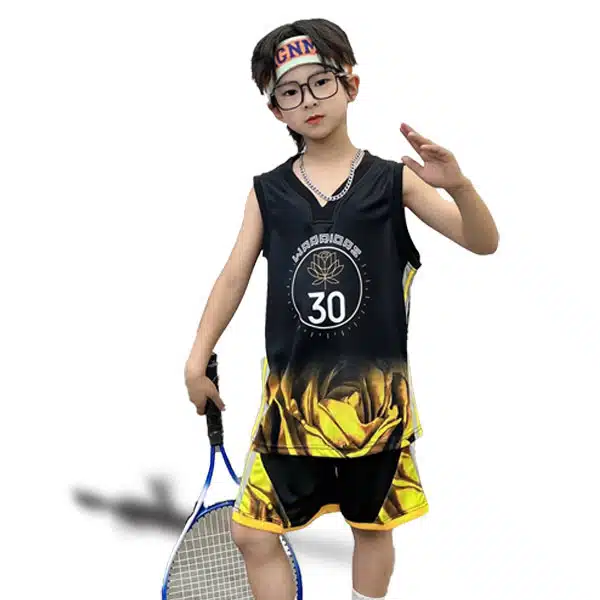Warriors Basketball Kids Kit 2024 Black خرید لباس بسکتبال بچه گانه