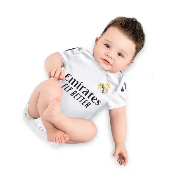 Real Madrid Baby Kit 2024 (3) خرید لباس نوزادی زیذ دکمه رئال مادرید