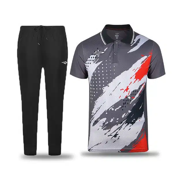 H 0401 Poloshirt With Pants Gray And Red خرید پیراهن و شلوار ورزشی