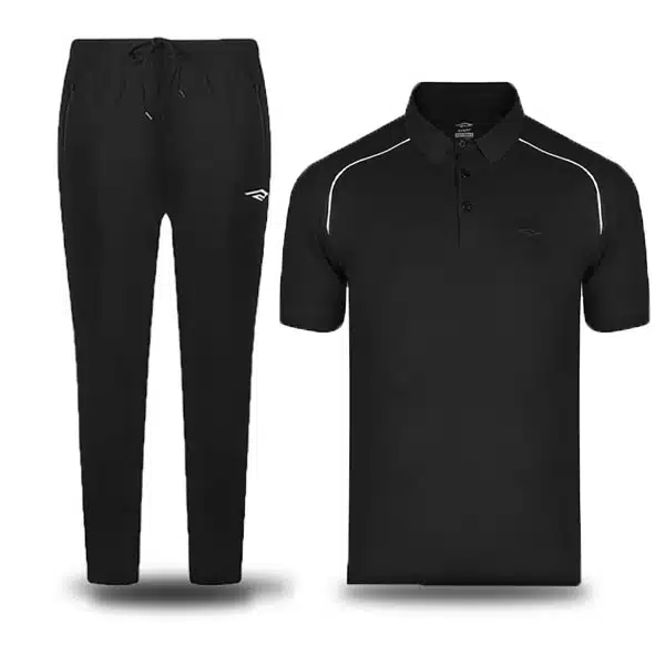 H0304-Poloshirt-With-Pants-Black ست ورزشی جدید