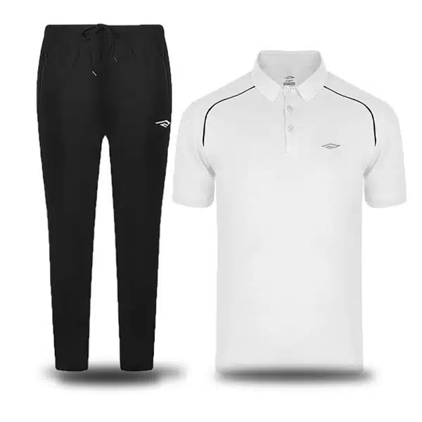 H0304-Poloshirt-With-Pants-White تیشرت و شلوار ورزشی
