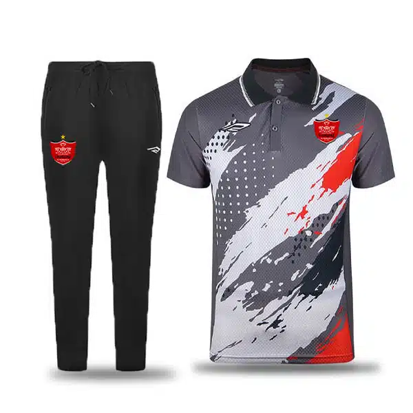 Perspolis 0401 Poloshirt With Pants Gray And Red خرید پیراهن و شلوار استقلال