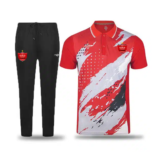 Perspolis 0401 Poloshirt With-Pants Red And White پرسپولیس