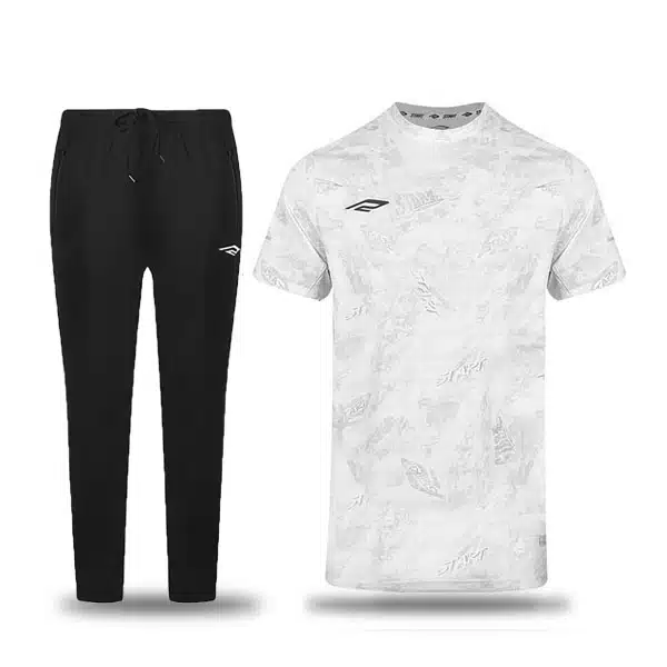 ST004-T-shirt-With-Pants-White ست ورزشی سفید