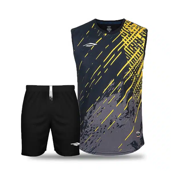 V0444 Halgheyi Teams Shirt 2024 Black And Yellow خرید تیشرت و شلوارک حلقه ای