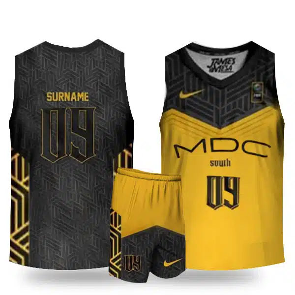 MDC 2025 Basketball KIt Black And Yellow (2) خرید لباس بسکتبال