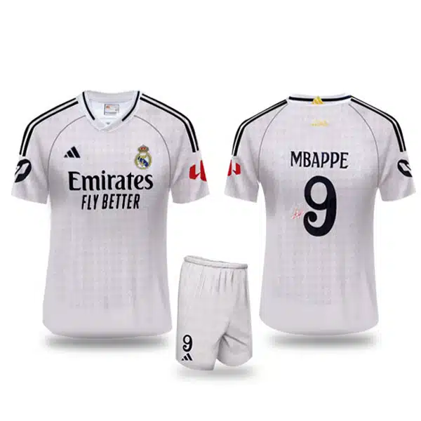 Real Madrid Home Kit 2024 Felament خرید پیراهن و شورت دوم رئال مادرید فلامننت ارزون