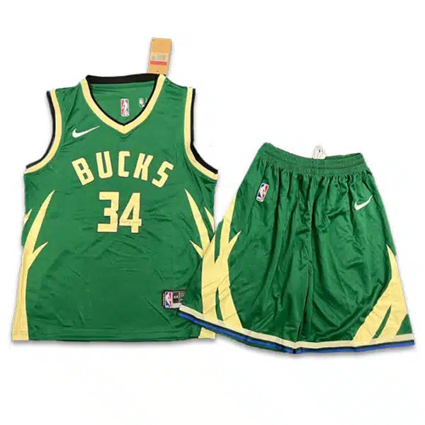 BUCKS Basketball Jersey With Short 2025 Yellow And Green خرید ست بسکتبال بوکس