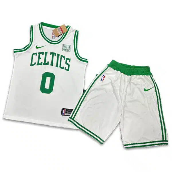 CELTICS Basketball Jersey With Short 2025 Whithe And Green خرید ست بسکتبال سلتیک