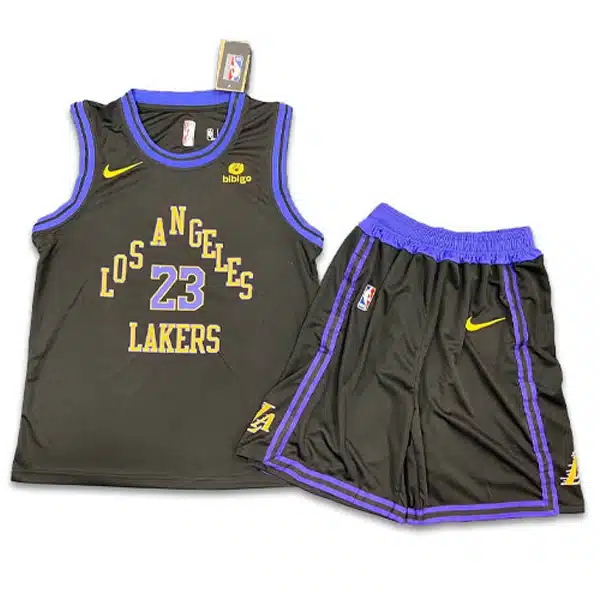 LOs Angeles Basketball Jersey With Short 2025 Black خرید ست بسکتبال لس آنجلس
