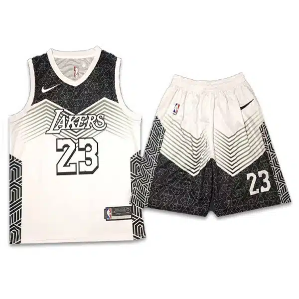Lakers Basketball Jersey With Short 2025 Black ANd White خرید پیراهن و شرت بسکتبال