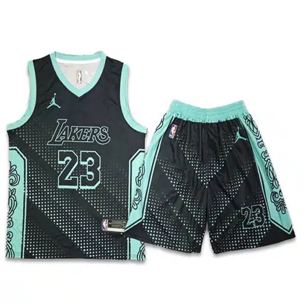Lakers Basketball Jersey With Short 2025 Black And Blue خرید پیراهن و شرت بسکتبال