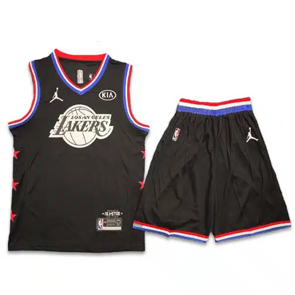 Lakers Basketball Jersey With Short 2025 Black And Red and Blue لباس و شورت بسکتبال لیکرز 2025 - Image 1