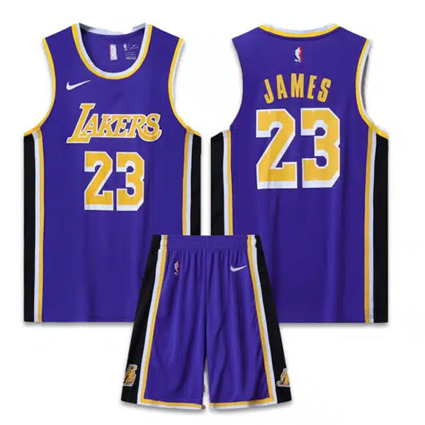 Lakers Basketball Jersey With Short 2025 Purple ANd Yellow خرید پیراهن و شرت بسکتبال
