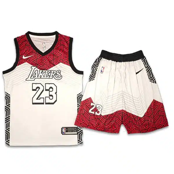 Lakers Basketball Jersey With Short 2025 White And Red خرید پیراهن و شرت بسکتبال