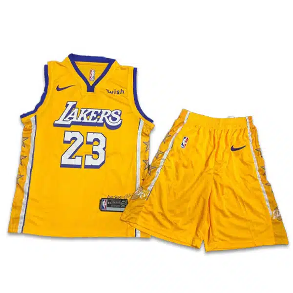 Lakers Basketball Jersey With Short 2025 Yellow خرید پیراهن و شرت بسکتبال لیکرز