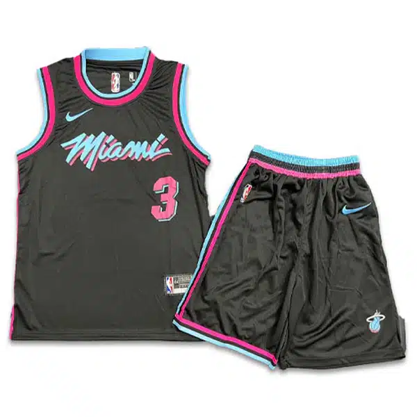 MIAMI Basketball Jersey With Short 2025 Black ANd Pink خرید پیراهن و شرت میامی