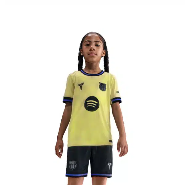 Barcelona FC 2025 Away Kit Kids Yellow And Black (2) خرید پیراهن و شرت دوم بارسلونا