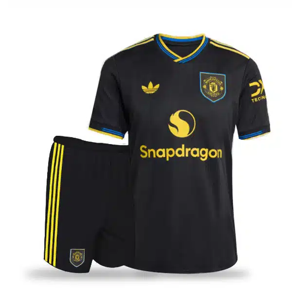 Manchester united 3rd Kit 2025 With Short Balck (1) خرید پیراهن و شرت سوم منچستریونایتد