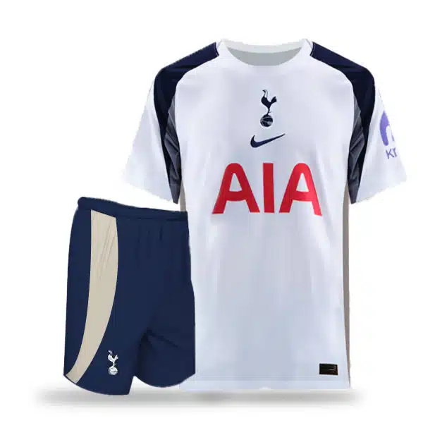 Tottenham Home Kit 2025 26 White And NavyBlue With Short (2) خرید پیراهن و شرت تاتنهام