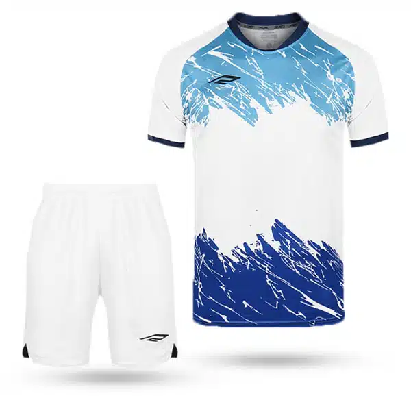 F0420 Teams Kit With Short blue white (1) خریدپیراهن و شرت تیمی