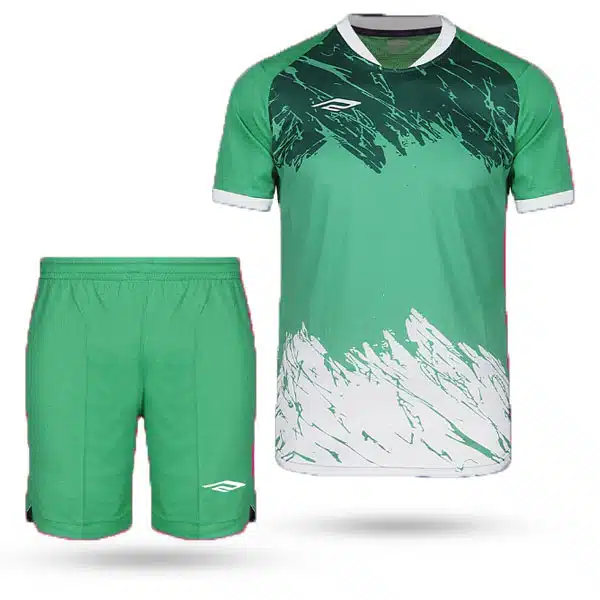F0420 Teams Kit With Short green white (2) خریدپیراهن و شرت تیمی