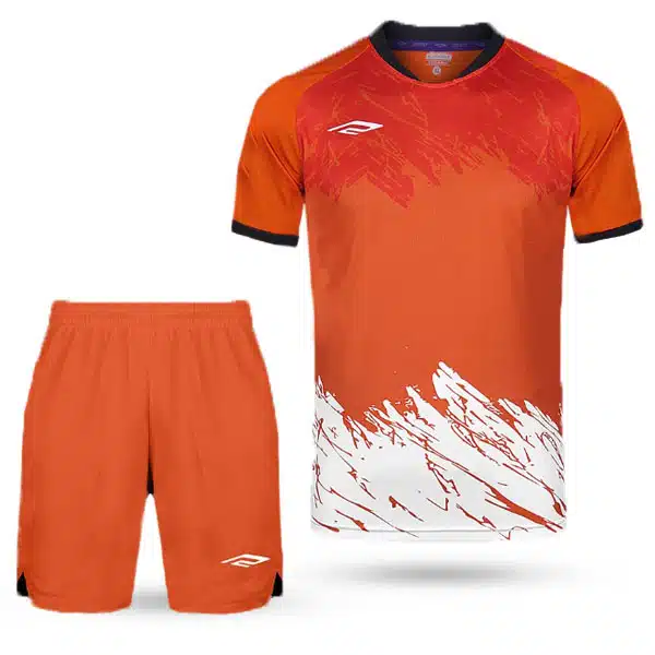 F0420 Teams Kit With Short orange white (3) خریدپیراهن و شرت تیمی
