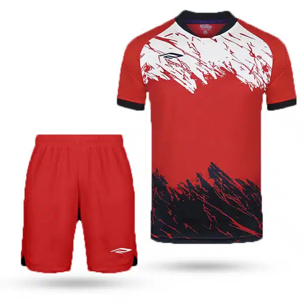 F0420 Teams Kit With Short red black white خریدپیراهن و شرت تیمی