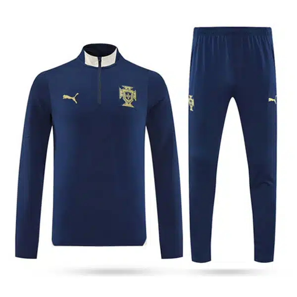 Portugal-Tracksuit-2026-Navy-Blu خریدسویشرت شلوار نیم زیپ