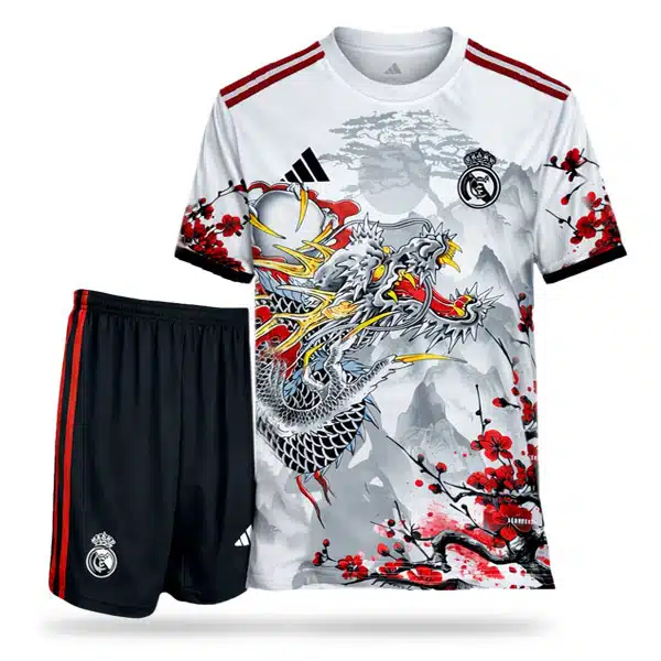 Real Madrid Baby Dragon Kit 2025 With Shor (1) خریدپیراهن و شرت کانسپت رئال مادرید
