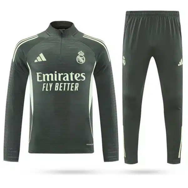 Real Madrid Tracksuit 2026 Grey خریدسویشرت شلوار نیم زیپ رئال مادرید