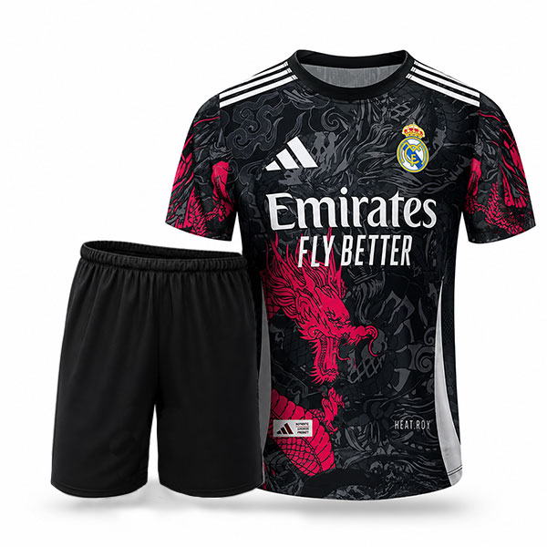 Real Madrid Dragon Kit 2026 With Short Felament (2) خریدپیراهن و شرت بزرگسال دراگون رئال مادرید
